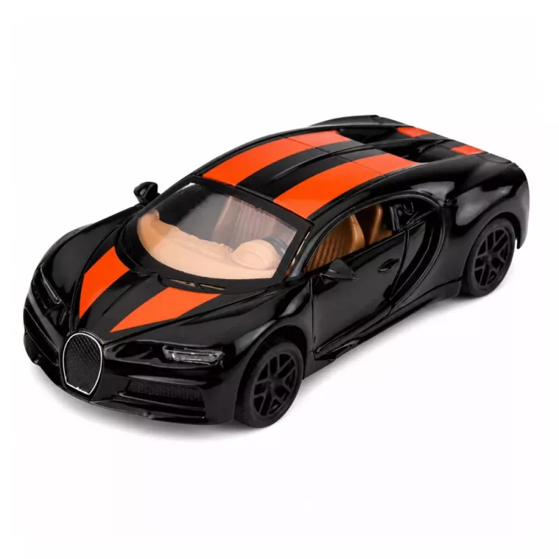 LEAN TOYS Auto Metall Sportwagen mit Licht und Sound, Rückzieher, Schwarz, 1:32