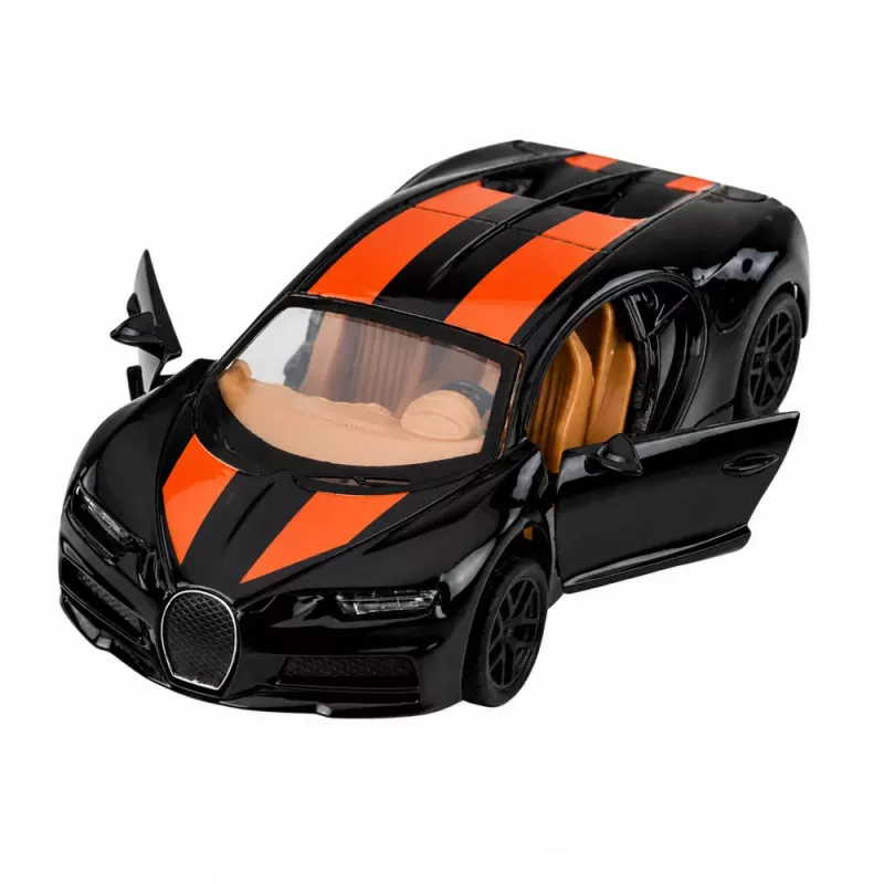 LEAN TOYS Auto Metall Sportwagen mit Licht und Sound, Rückzieher, Schwarz, 1:32