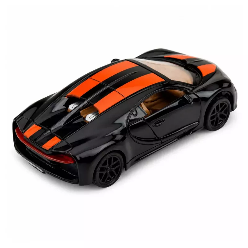 LEAN TOYS Auto Metall Sportwagen mit Licht und Sound, Rückzieher, Schwarz, 1:32