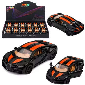 LEAN TOYS Auto Metall Sportwagen mit Licht und Sound, Rückzieher, Schwarz, 1:32