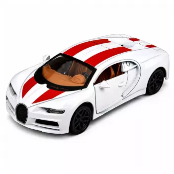 LEAN TOYS Auto Metall Sportwagen Licht Sound Rückzug Antrieb Weiß 1:32