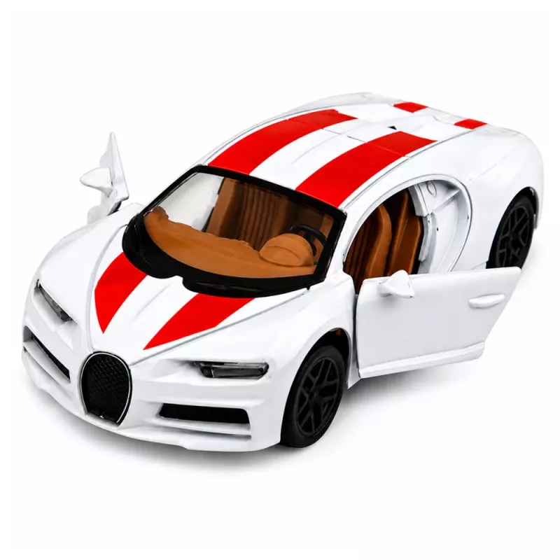LEAN TOYS Auto Metall Sportwagen Licht Sound Rückzug Antrieb Weiß 1:32