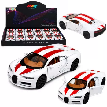 LEAN TOYS Auto Metall Sportwagen Licht Sound Rückzug Antrieb Weiß 1:32
