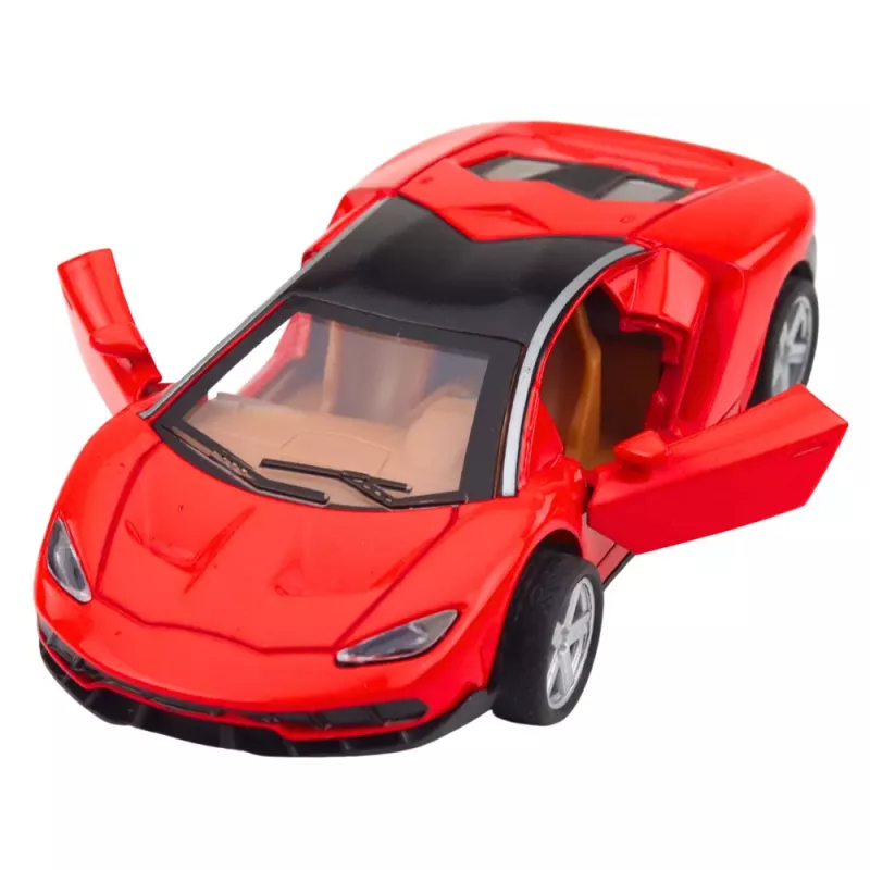 LEAN TOYS Sportwagen Metall mit Türen zum Öffnen, Licht und Sound, Rot, 1:32