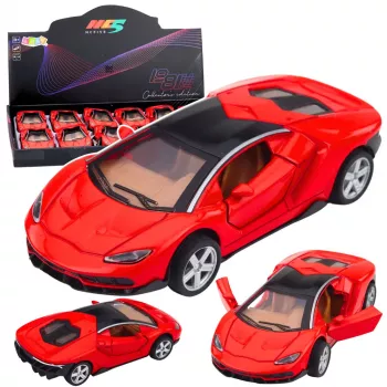 LEAN TOYS Sportwagen Metall mit Türen zum Öffnen, Licht und Sound, Rot, 1:32