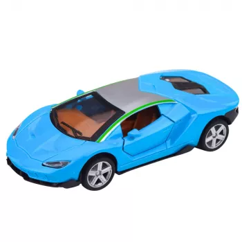 LEAN TOYS Sportwagen Metall Antrieb Lichter Geräusche Blau 1:32