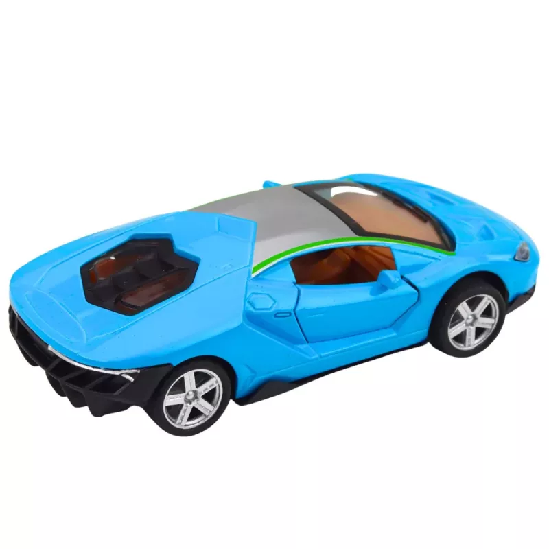LEAN TOYS Sportwagen Metall Antrieb Lichter Geräusche Blau 1:32