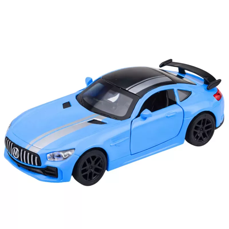LEAN TOYS Sportwagen Metall mit Türen zum Öffnen, Lichtern und Geräuschen Blau 1:32