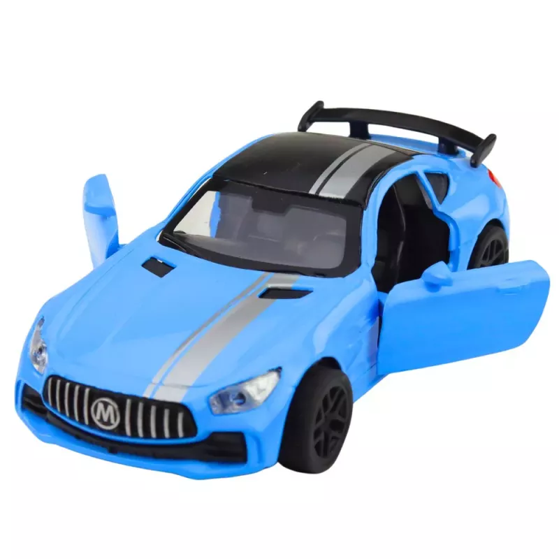 LEAN TOYS Sportwagen Metall mit Türen zum Öffnen, Lichtern und Geräuschen Blau 1:32