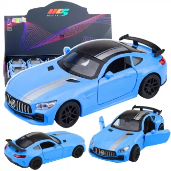 LEAN TOYS Sportwagen Metall mit Türen zum Öffnen, Lichtern und Geräuschen Blau 1:32