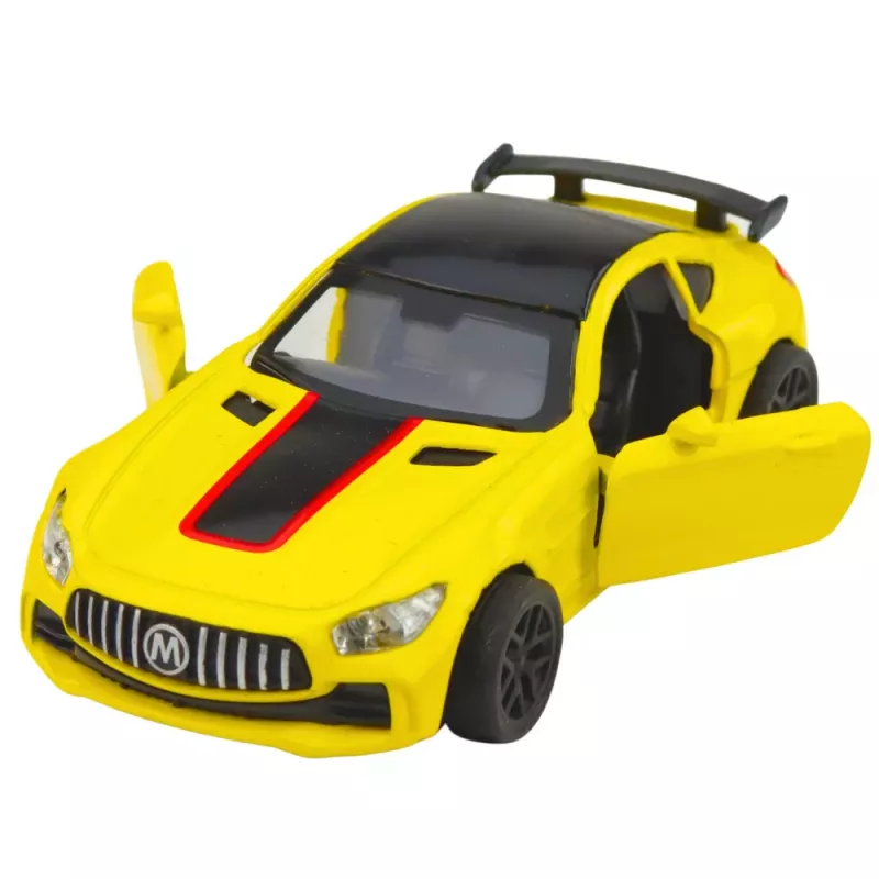 LEAN TOYS Sportwagen Metall Türen zu öffnen Lichter Geräusche Gelb 1:32