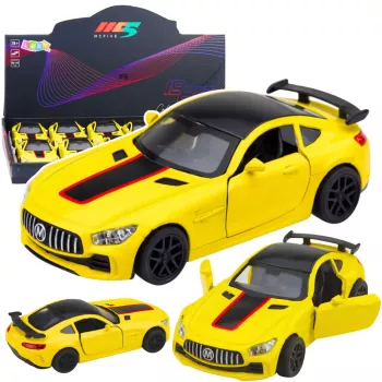 LEAN TOYS Sportwagen Metall Türen zu öffnen Lichter Geräusche Gelb 1:32
