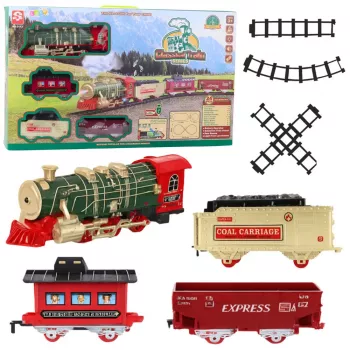 LEAN TOYS Elektrischer Zug Classic Train mit Lichtern, Geräuschen, Raucheffekt, 24 Teile