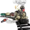 LEAN TOYS Elektrischer Zug Classic RC Zug mit Licht, Sound und Rauch, 206 cm Gleis, 24 Teile