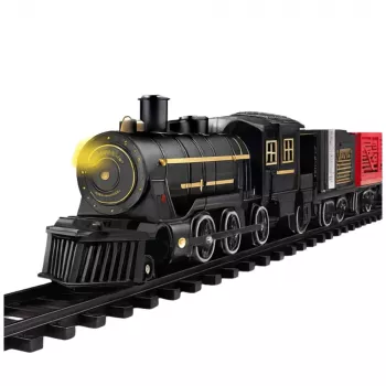 LEAN TOYS Elektrischer Zugset Lokomotive Waggons Gleise Lichter Geräusche