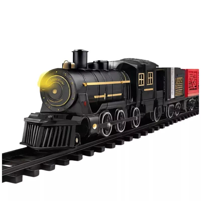 LEAN TOYS Elektrischer Zugset Lokomotive Waggons Gleise Lichter Geräusche
