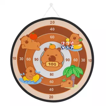 LEAN TOYS Capybara Dartboard Skill Game mit Klettbällen und Spielzeugpistolen 73,5 cm