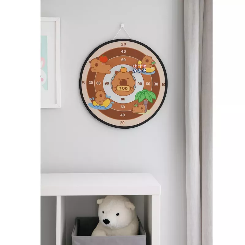 LEAN TOYS Capybara Dartboard Skill Game mit Klettbällen und Spielzeugpistolen 73,5 cm