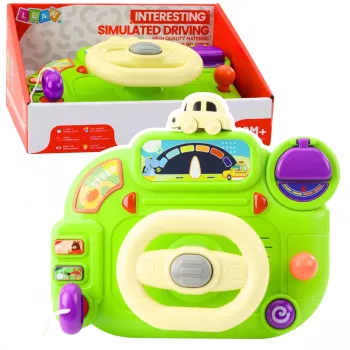 LEAN TOYS Interaktives Lenkrad für Kinder – Fahrsimulator mit Licht und Sound, Grün