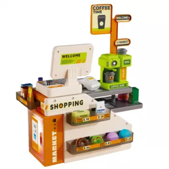 LEAN TOYS Registrierkasse Shop Café Zubehör Lichter Geräusche 70 Teile