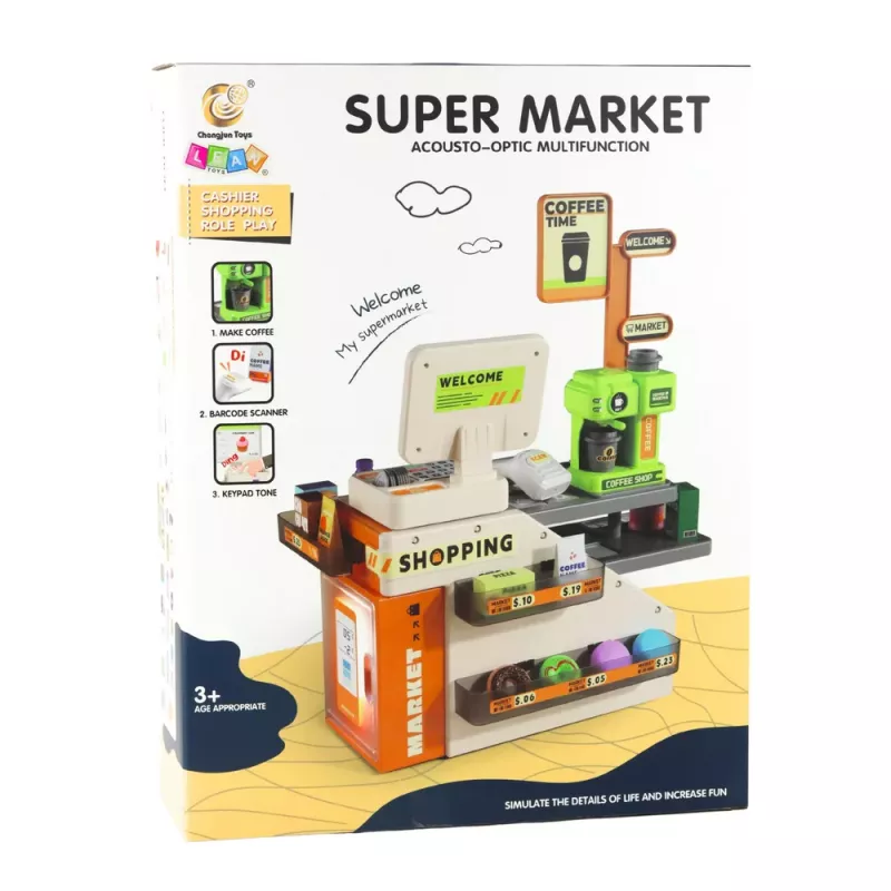 LEAN TOYS Registrierkasse Shop Café Zubehör Lichter Geräusche 70 Teile