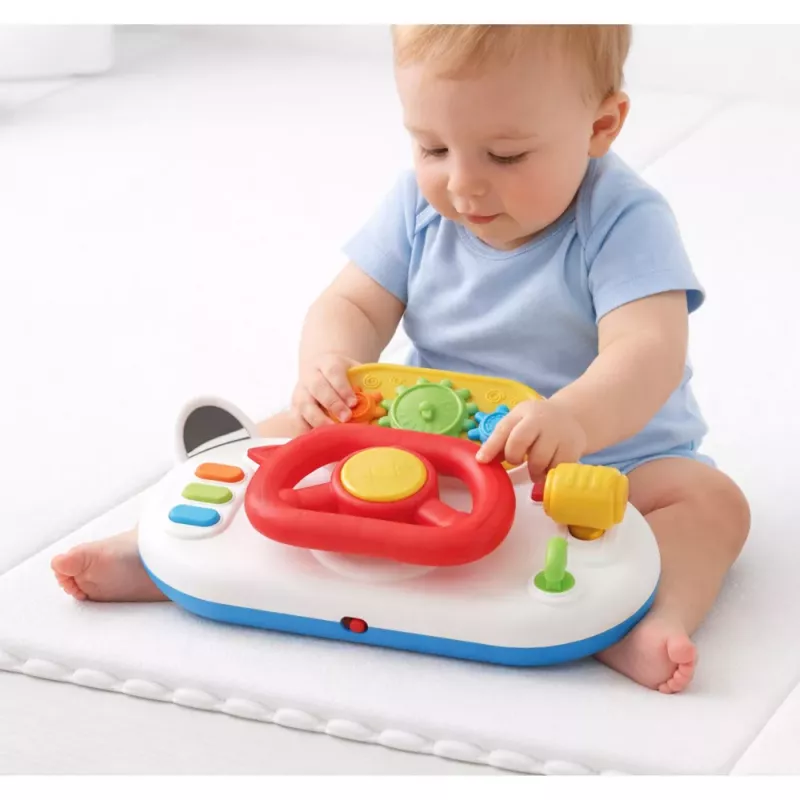 LEAN TOYS Fahrsimulator für Kleinkinder – Interaktives Lenkrad mit Licht und Sound