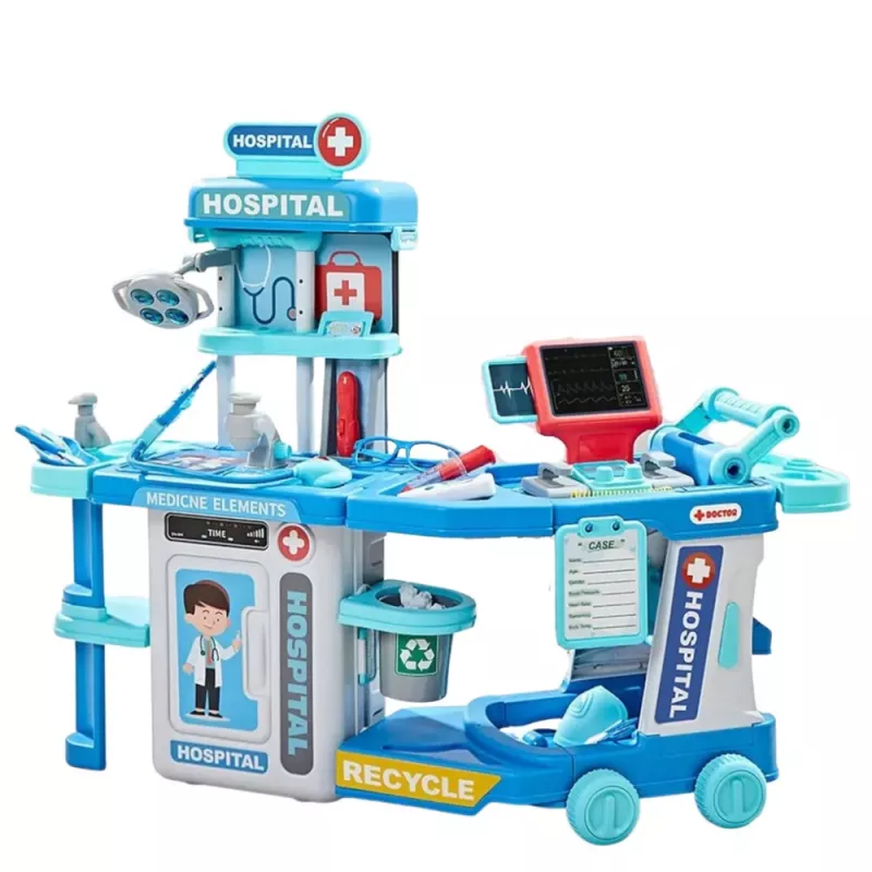 LEAN TOYS Arzt-Krankenhaus-Set im Koffer 2-in-1 mit Licht und Sound, Zubehör