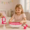 LEAN TOYS Puppenbadezimmer-Set: Badewanne, Toilette, Waschbecken mit Spiegel