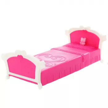 LEAN TOYS Schlafzimmer-Set für Puppen: Frisiertisch, Stuhl, Bett