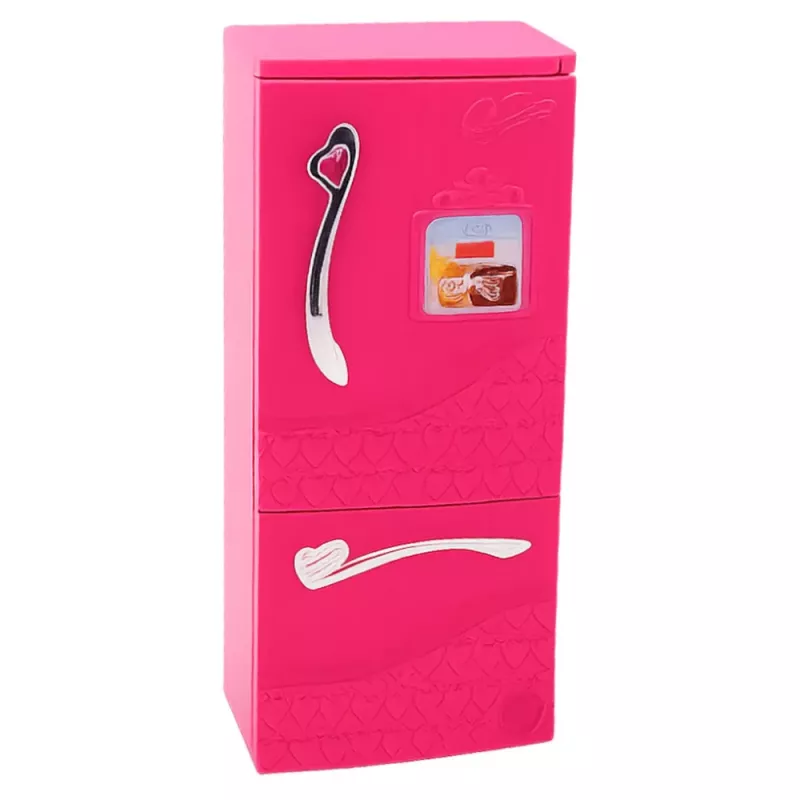 LEAN TOYS Puppenküche Set mit Kühlschrank, Herd und Zubehör, Pink