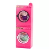LEAN TOYS Puppen-Wäsche-Set Waschmaschine Trockner Wäschekorb Kleiderbügel Pink