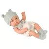 LEAN TOYS Babypuppe, graues Outfit, Mütze, Lätzchen, 18 cm