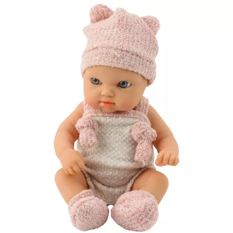LEAN TOYS Baby Doll, Pink Outfit, Hat, Bib, 18 cm