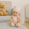 LEAN TOYS Baby Doll, Pink Outfit, Hat, Bib, 18 cm