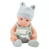 LEAN TOYS Babypuppe mit Decke, Outfit in Weiß und Grau, Mütze, 18 cm