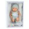 LEAN TOYS Babypuppe mit Decke, Outfit in Weiß und Grau, Mütze, 18 cm