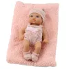 LEAN TOYS Babypuppe mit Decke, weißer und rosa Kleidung, Hut, 18 cm