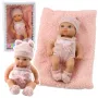 LEAN TOYS Babypuppe mit Decke, weißer und rosa Kleidung, Hut, 18 cm