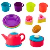 LEAN TOYS Teeset im Korb Tassen Teller Süßigkeiten 23-teilig