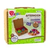 LEAN TOYS Teeset im Korb Tassen Teller Süßigkeiten 23-teilig