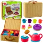 LEAN TOYS Teeset im Korb Tassen Teller Süßigkeiten 23-teilig