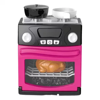 LEAN TOYS Spielküche mit Backofen, Essen, Licht, Geräuschen, Pink