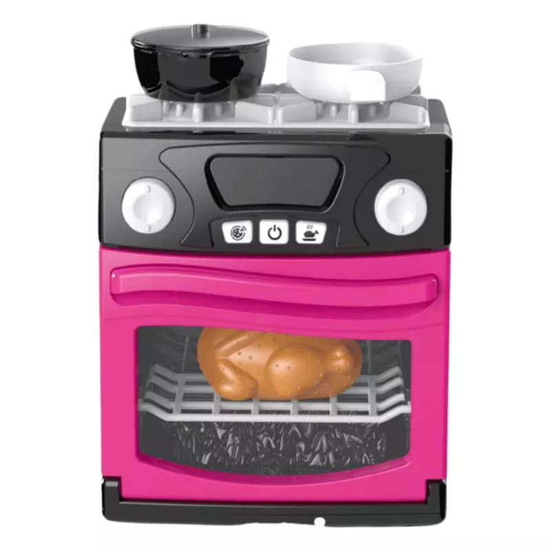 LEAN TOYS Spielküche mit Backofen, Essen, Licht, Geräuschen, Pink