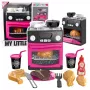 LEAN TOYS Spielküche mit Backofen, Essen, Licht, Geräuschen, Pink