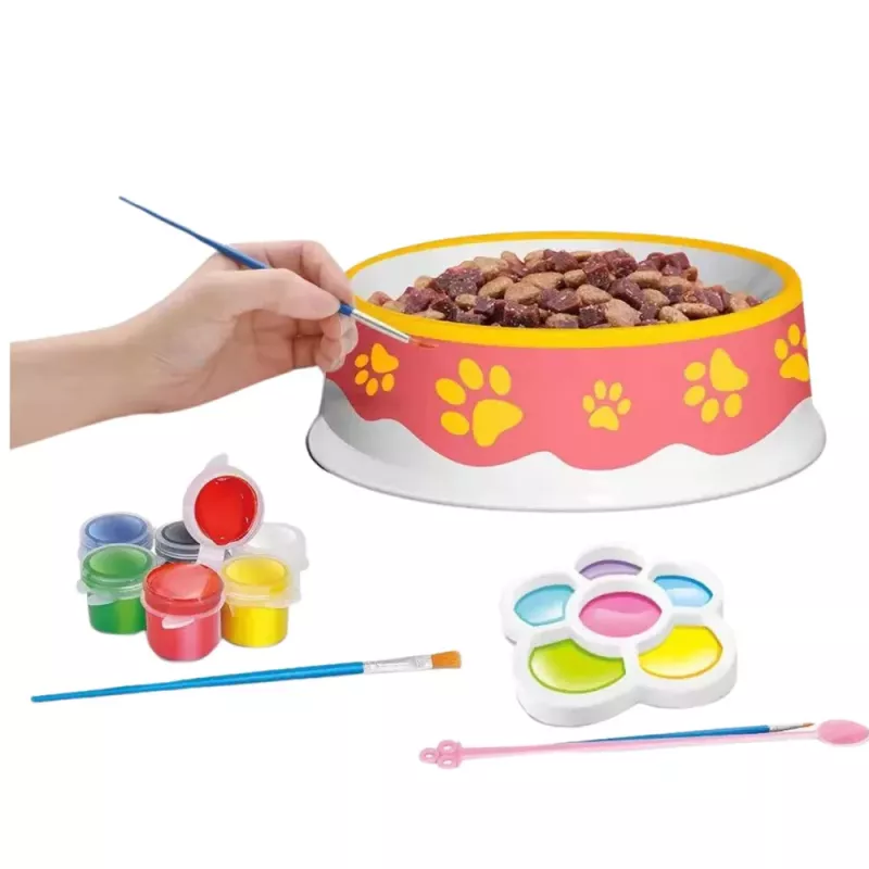 LEAN TOYS Kreativset Schale zum Bemalen Farben Pinsel DIY 6-teilig