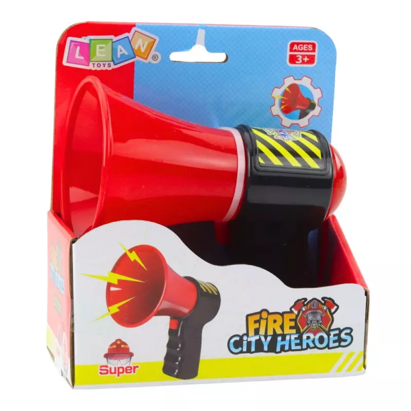 LEAN TOYS Interaktives Feuerwehr-Megafon für Kinder mit Soundeffekten