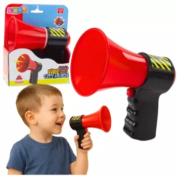 LEAN TOYS Interaktives Feuerwehr-Megafon für Kinder mit Soundeffekten