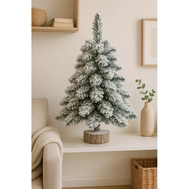LEAN Dekorativer künstlicher Weihnachtsbaum auf Stamm mit Schnee 60 x 16 cm