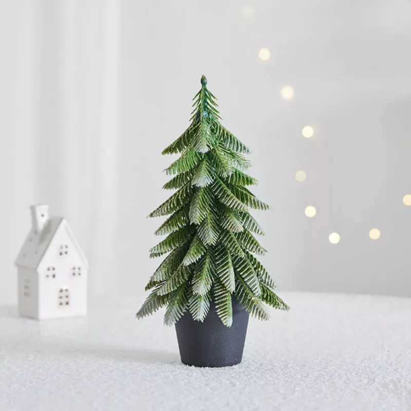 LEAN Künstlicher Dekorations-Weihnachtsbaum im Topf, Silber, 32 x 12 cm
