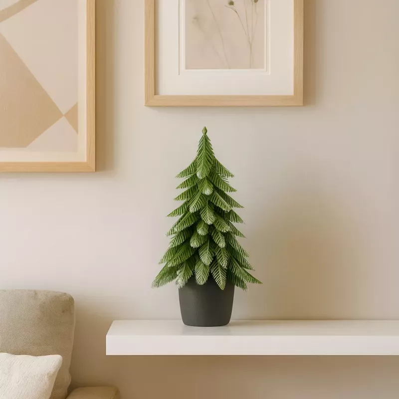 LEAN Künstlicher Dekorations-Weihnachtsbaum im Topf, Silber, 32 x 12 cm